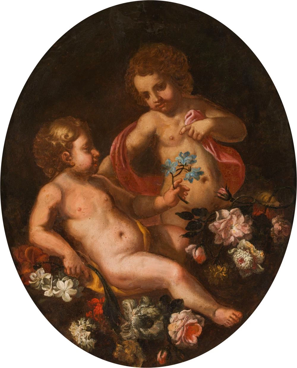 Due putti con fiori - con Guillaume Courtois